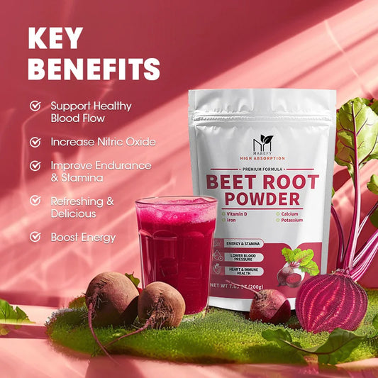 Beet Root Supplement Containing Calcium, Potassium, Iron & Vitamin D Improve Liver Health & Blood Flow Prevents Constipation